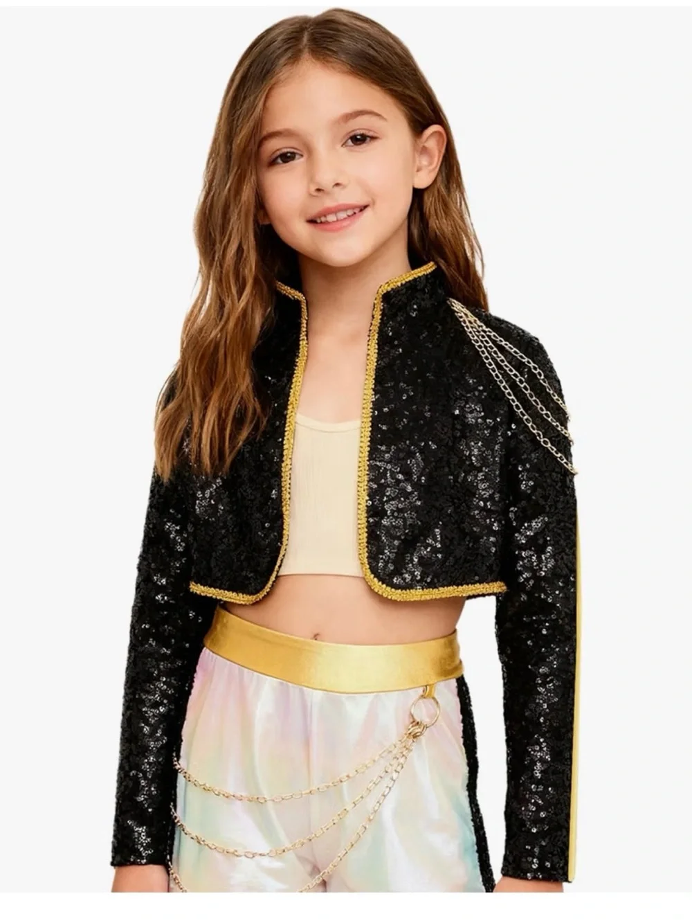 K-pop Golden Jacket, real sequins and chains